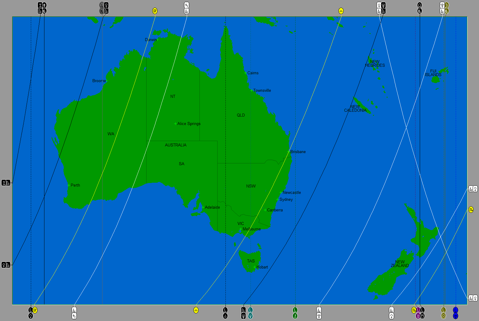 Australia and NZ Map Lunar Eclipse 2015-04-04 (Solar Fire)